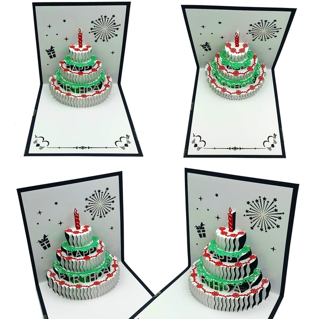 Alt view image 3 of 5 - 3D Pop Up Birthday Cards,Warming LED Light Cake Music Happy Card Postcards Greeting Cards Laser Cut Best for Mom,Wife,Sister, Boy,Girl,Friends 1 Pack