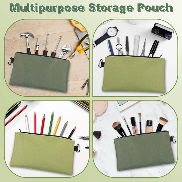 Alt view image 6 of 7 - Rindion Tool Bag Zipper Pouch, 12.4×7.3 Inch Premium Tool Pouch with Carabiner, Utility Multipurpose Storage Organizer Bag for Tools, Stationery, Small Items (2 pack)