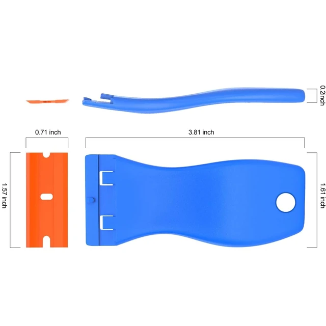 Alt view image 2 of 5 - 4 Pcs Plastic Razor Blade Scraper and 120 Pcs Blades, Remove Label Decal Tool,Forwithout Scratches Plastic Razor Blade Scraper, Adhesive Remover for Kitchen Appliances,Stickers and Paints on Window