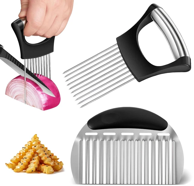 Main image of Stainless Steel Onion Holder for Slicing & Crinkle Cutter, for Home Kitchen