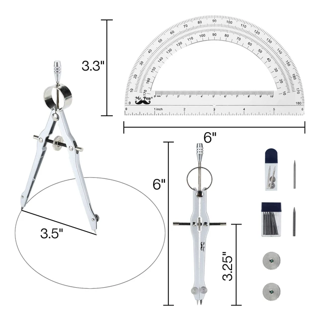 Alt view image 6 of 7 - Mr. Pen- Protractor and Compass Set, Compass Protractor Set, Protractor