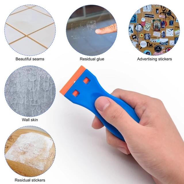 Alt view image 5 of 5 - 4 Pcs Plastic Razor Blade Scraper and 120 Pcs Blades, Remove Label Decal Tool,Forwithout Scratches Plastic Razor Blade Scraper, Adhesive Remover for Kitchen Appliances,Stickers and Paints on Window