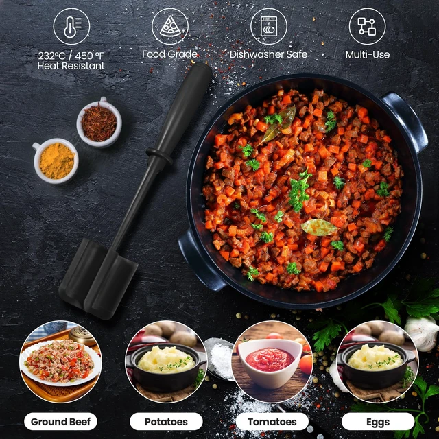 Alt view image 2 of 7 - CUNSENR Meat Chopper, Ground Beef Masher, Hamburger Smasher Tool, Black