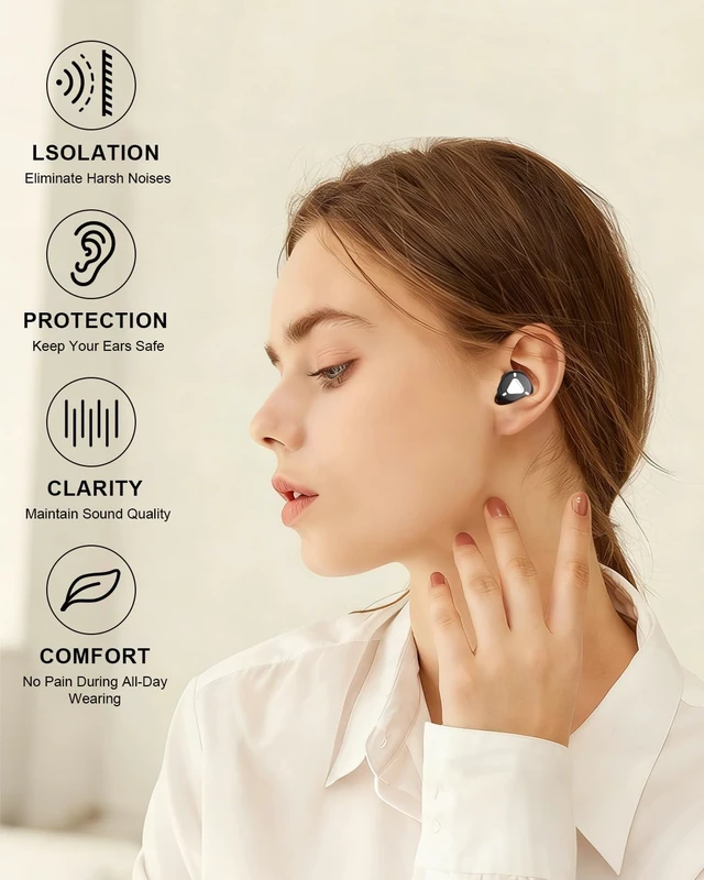 Alt view image 5 of 7 - Noise Cancelling Ear Plugs for Sleeping, Adjustable Concert Earplugs for Hearing Protection with 8 PCS Food Grade Silicone Reusable 45 db Earplugs The Combined Material Reduces Noise
