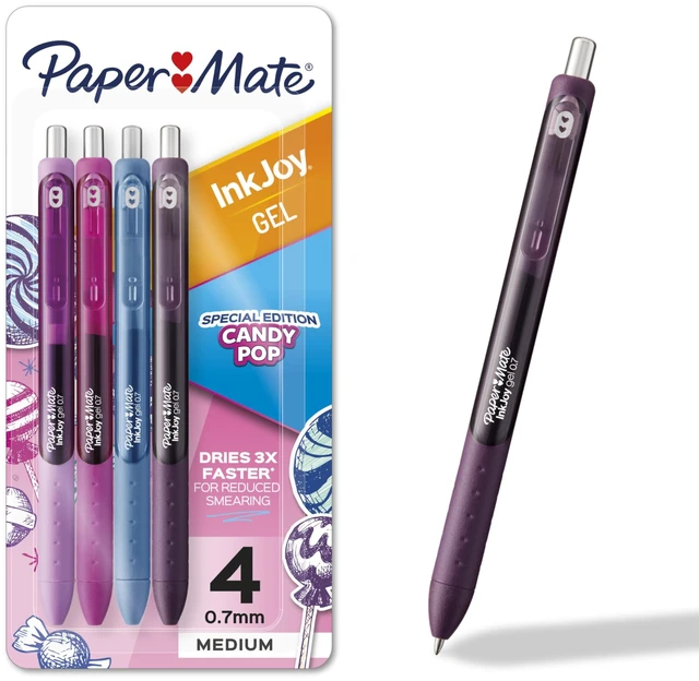 Main image of Paper Mate InkJoy Gel Pens, Candy Pop Special Edition, Medium Point (0.7mm), Retractable, Assorted Colors, 4 Count - Fun Office Supplies, Writing, Journaling