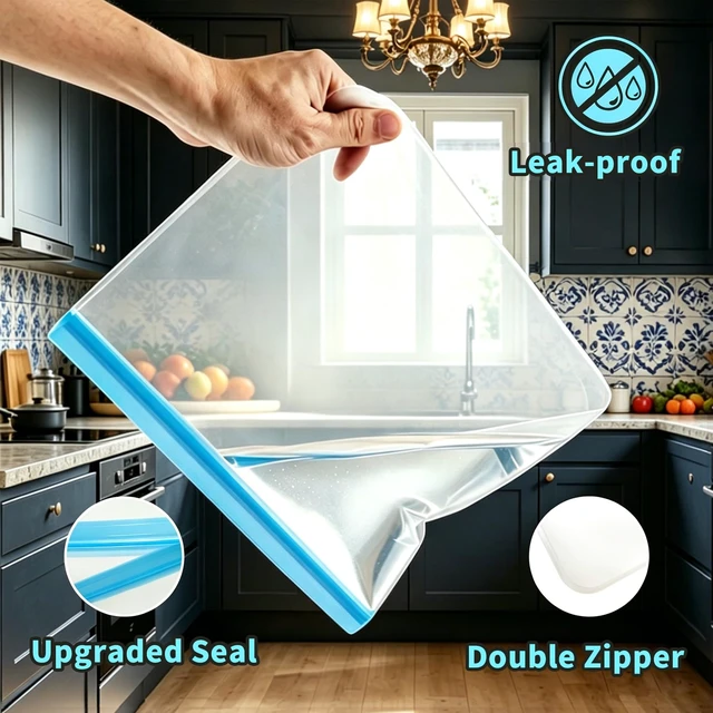 Alt view image 6 of 7 - 4 Pack Reusable Bags, Washable Silicone Freezer Bags for Sandwich, Fruit, Food Storage, Home Organization (4, Blue)