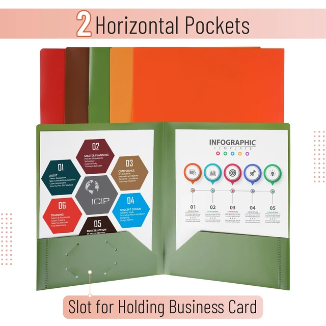 Alt view image 3 of 7 - Mr. Pen- Plastic Folders with Pockets, 5 pcs | Aesthetic File Folder with Business Card Slot, 2-Pocket Folder, Back to School, Office, Filing Supplies