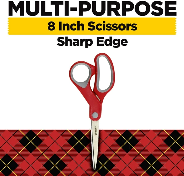 Alt view image 2 of 7 - Scotch Multi-Purpose Stainless Steel Scissors, 8 Inches, Red & Gray, Great for Home, School and Office