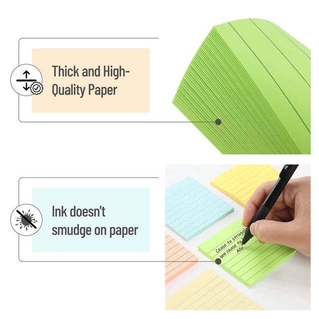 Alt view image 3 of 7 - Mr. Pen- Lined Sticky Notes, 3" x 3", 6 Pads, 45 Sheets/Pad