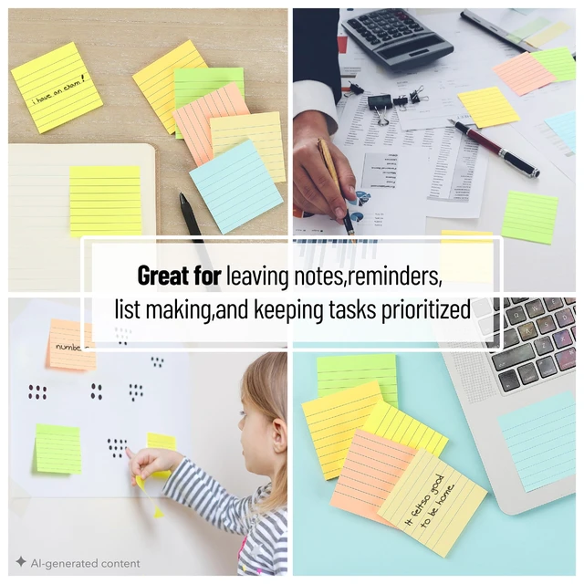 Alt view image 6 of 7 - Mr. Pen- Lined Sticky Notes, 3" x 3", 6 Pads, 45 Sheets/Pad