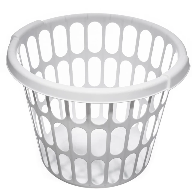 Alt view image 5 of 6 - (8 pack) Starplast 1 Bushel Round Laundry Basket, White Plastic