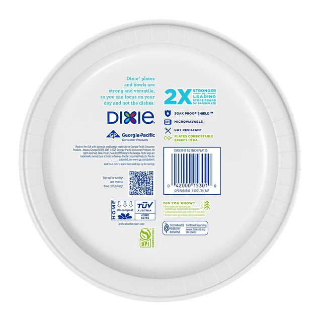 Alt view image 4 of 6 - Dixie Everyday Paper Lunch Plates, 8.5", 100 Count