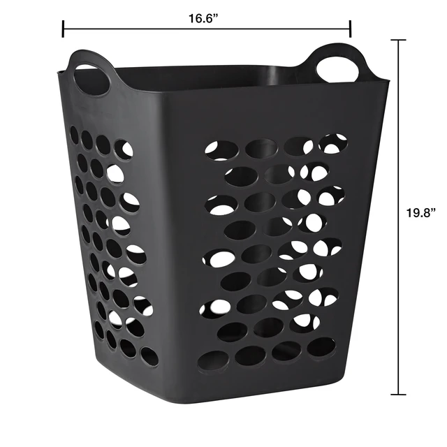 Alt view image 2 of 6 - Mainstays Flexible Square Laundry Hamper, Black Plastic