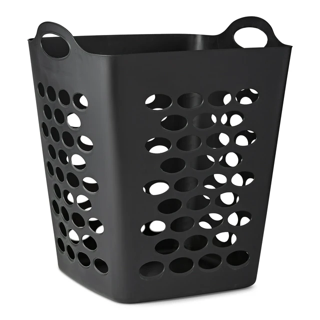 Alt view image 3 of 6 - Mainstays Flexible Square Laundry Hamper, Black Plastic