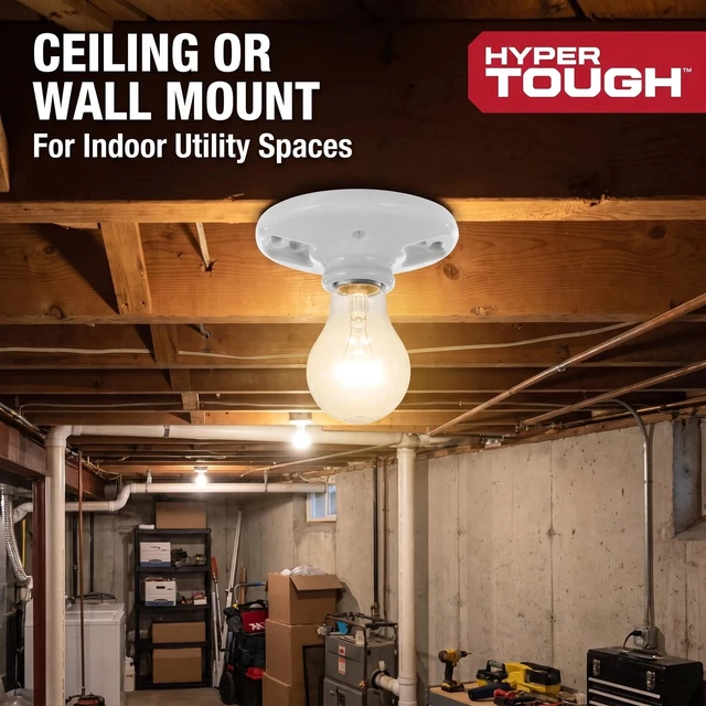 Alt view image 2 of 6 - Hyper Tough Porcelain Light Bulb Socket, Medium Base, 60W Max, White