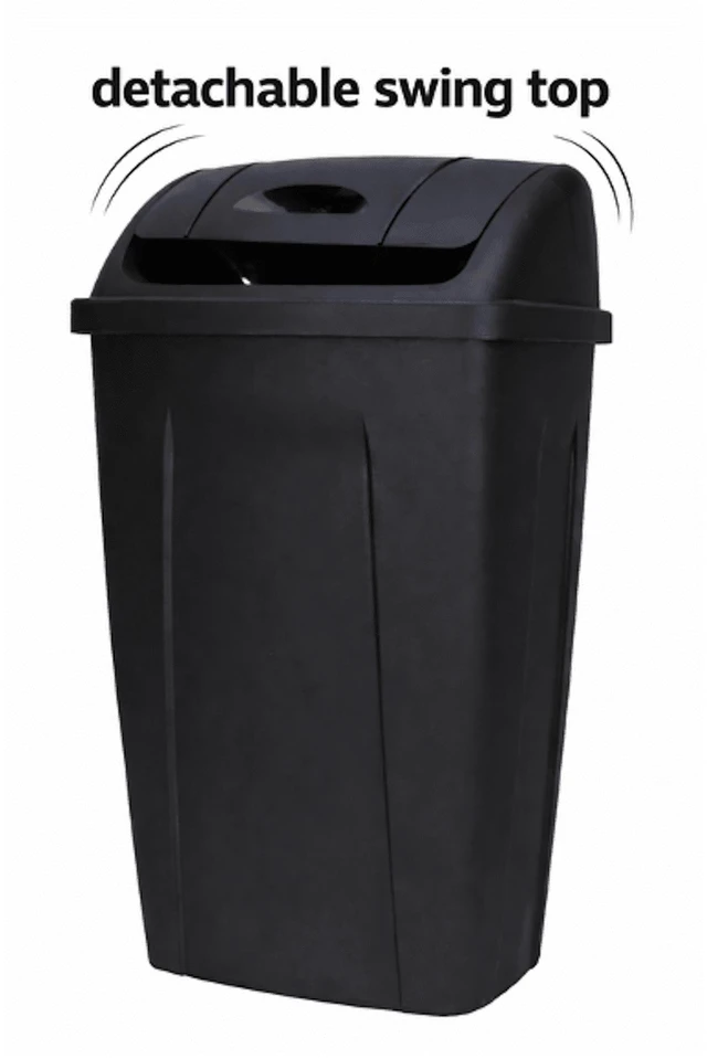 Main image of Mainstays Kitchen Trash Can, 13 Gallon Plastic Garbage Bin with Swing Top Lid, Black
