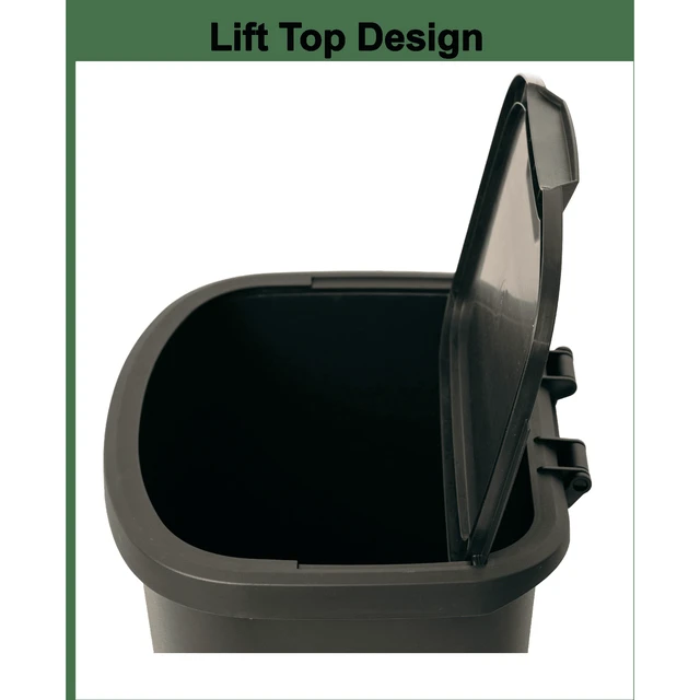 Alt view image 6 of 6 - Mainstays 11 Gallon Plastic Kitchen Trash Can with Lift-Top Lid, Black