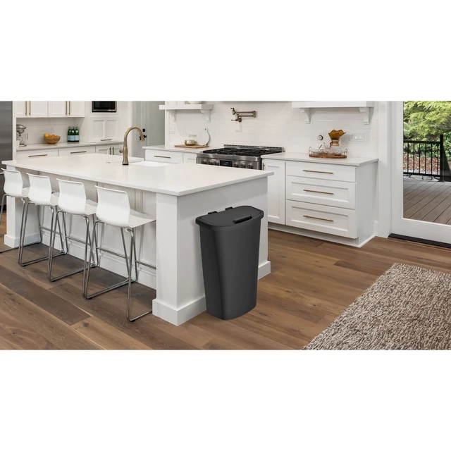 Alt view image 3 of 6 - Mainstays 11 Gallon Plastic Kitchen Trash Can with Lift-Top Lid, Black