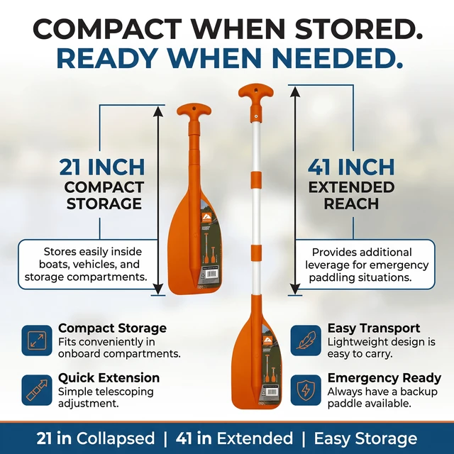 Alt view image 4 of 5 - Ozark Trail Telescoping Emergency Paddle for Boats, Kayaks & Canoes, 41 in