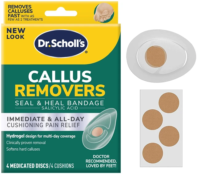Main image of Dr. Scholl's Callus Remover Seal & Heal Bandage with Hydrogel Technology, 4ct /Removes Calluses Fast - Provides Cushioning Protection and Friction for All-Day Pain Relief (Pack of 1, 4 Count Total)