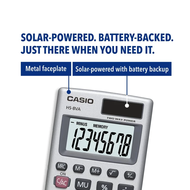 Alt view image 5 of 6 - Casio HS-8VA Mini 6-Function Calculator