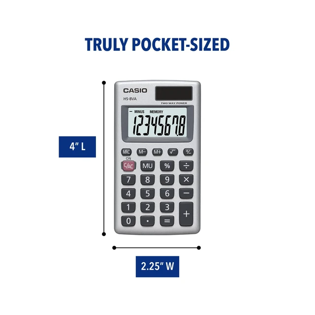 Alt view image 6 of 6 - Casio HS-8VA Mini 6-Function Calculator