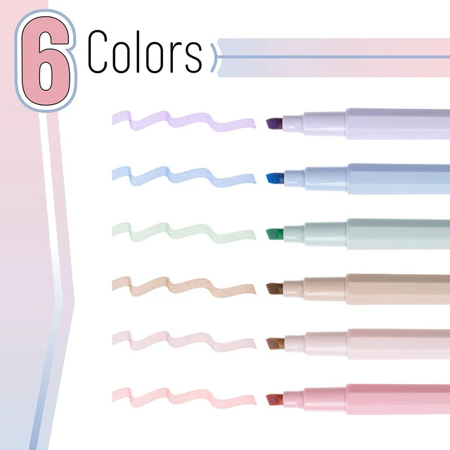 Alt view image 2 of 7 - Mr. Pen- Aesthetic Highlighters No Bleed, 6 Pack, Pastel Colors, Chisel Tip