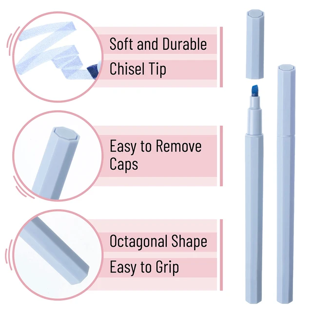 Alt view image 3 of 7 - Mr. Pen- Aesthetic Highlighters No Bleed, 6 Pack, Pastel Colors, Chisel Tip