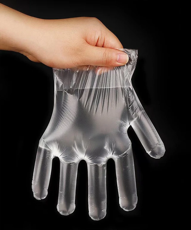 Alt view image 2 of 6 - 400 Count Disposable Poly Plastic Gloves for Cooking, Food Prep and Food Service, Cleaning Gloves Household Food Safe, One Size Fits Most Latex-Free Powder-Free Clear Plastic Gloves for House Clean.