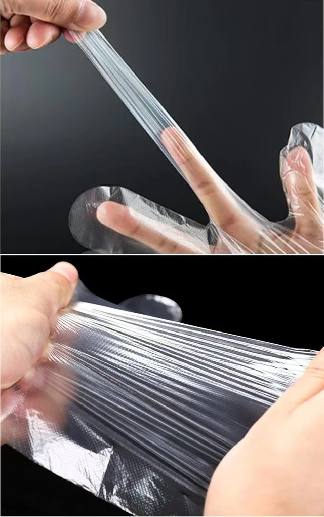 Alt view image 4 of 6 - 400 Count Disposable Poly Plastic Gloves for Cooking, Food Prep and Food Service, Cleaning Gloves Household Food Safe, One Size Fits Most Latex-Free Powder-Free Clear Plastic Gloves for House Clean.