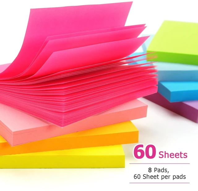 Alt view image 4 of 7 - Early Buy Sticky Notes 3 in x 3 in, 8 Bright Color 8 Pads, 55 Sheets/Pad