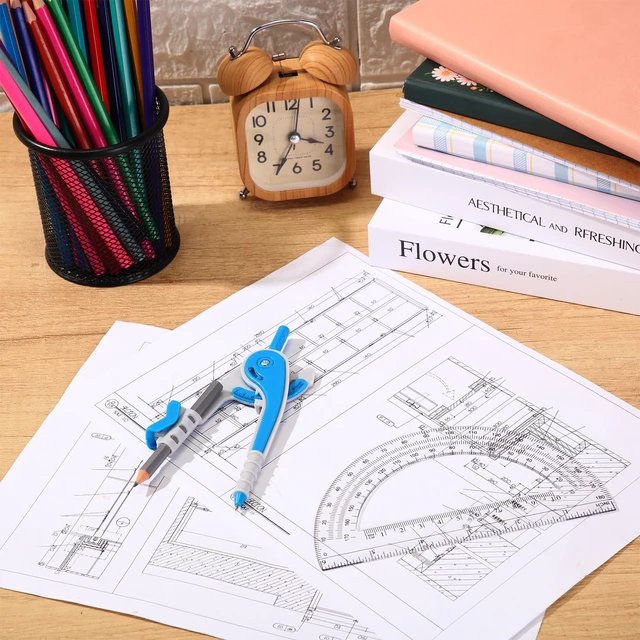 Alt view image 2 of 7 - Eboot Student Geometry Math Set, Drawing Compass and 6 in, Blue