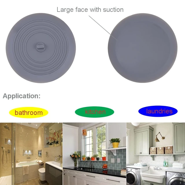Alt view image 7 of 7 - V-TOP Tub Stopper 2 Pack, 6 inches Large Silicone Drain Plug Hair Stopper Flat Suction Cover for Kitchen Gadgets Bathroom Accessories and Laundry