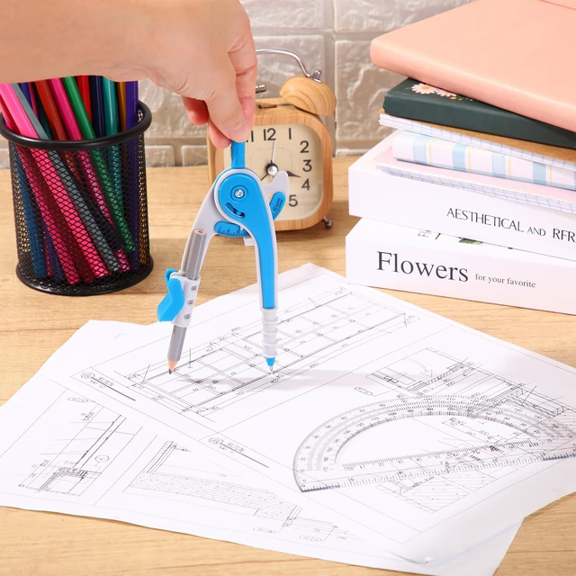 Alt view image 3 of 7 - Eboot Student Geometry Math Set, Drawing Compass and 6 in, Blue