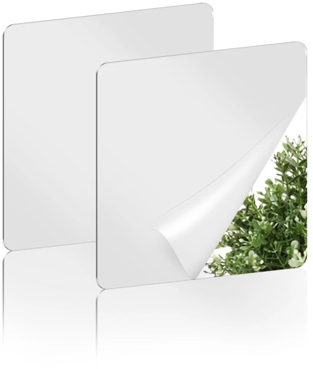 Main image of yuntop 2 Pack Self Adhesive Acrylic Mirror, 2MM Flexible Plastic Mirror, Shatterproof PS Frameless Wall Mirror for Bathroom Vanity and Entryway (6 x 6 inch)