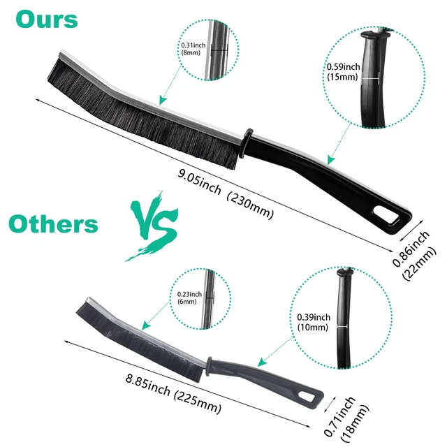 Alt view image 4 of 6 - OKOM Multifunctional Stainless Steel Crevice Cleaning Brush - Hard Bristles for Kitchen & Bath Gap Cleaning
