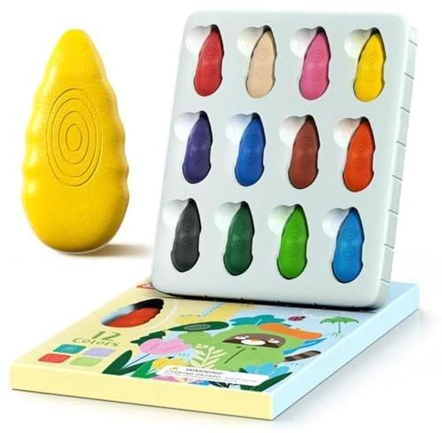 Main image of TinyGeeks 12 Water Drop Crayons - Non Toxic Crayons for Toddlers - Washable, Easy To Hold - For Toddlers, Kids Ages 3-8 - Ergonomic Shape