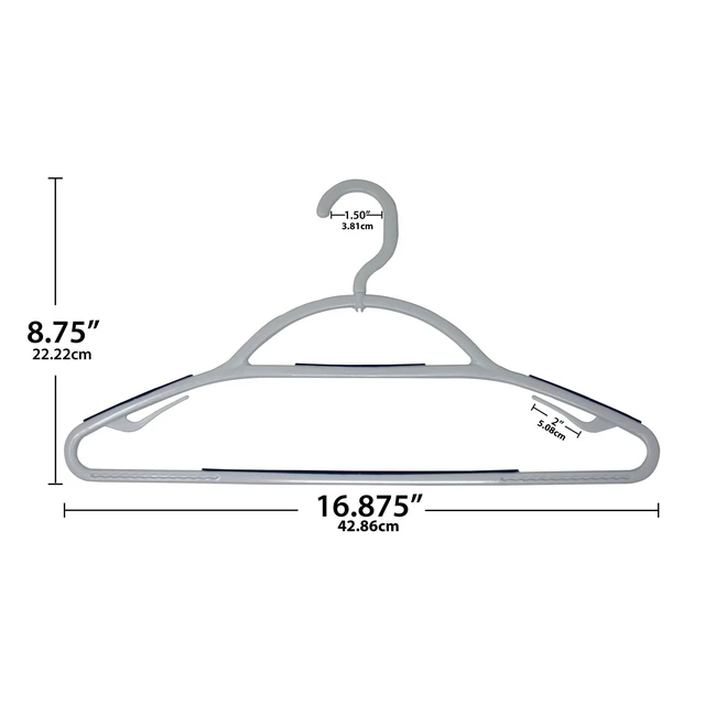 Alt view image 6 of 6 - Mainstays Non-Slip Plastic Swivel Neck Clothing Hangers, 5 Count, White & Blue, Adult