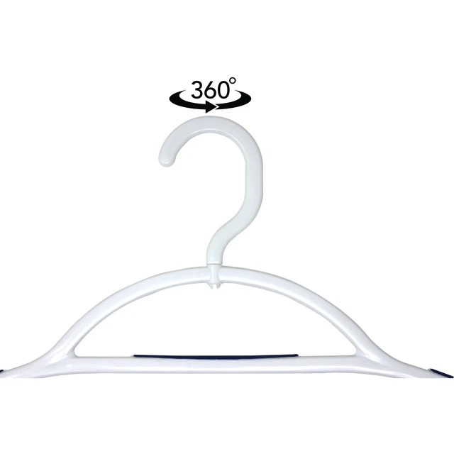 Alt view image 3 of 6 - Mainstays Non-Slip Plastic Swivel Neck Clothing Hangers, 5 Count, White & Blue, Adult