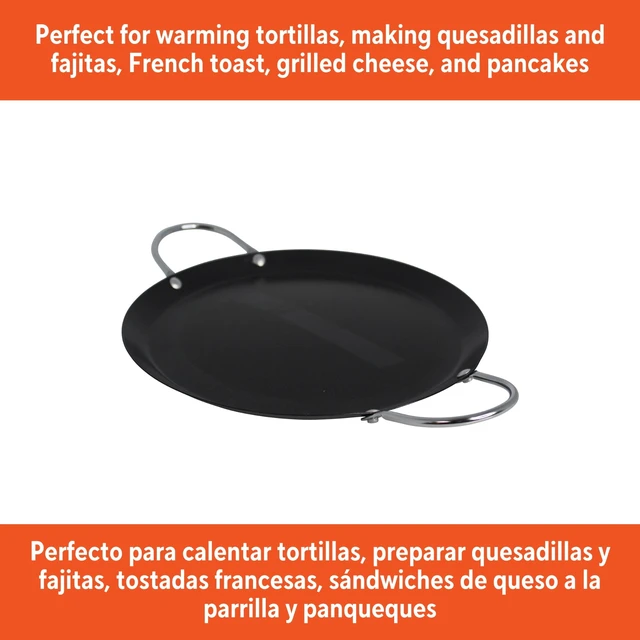 Alt view image 4 of 6 - IMUSA 9in Carbon Steel Nonstick Round Comal with Metal Handles, Black