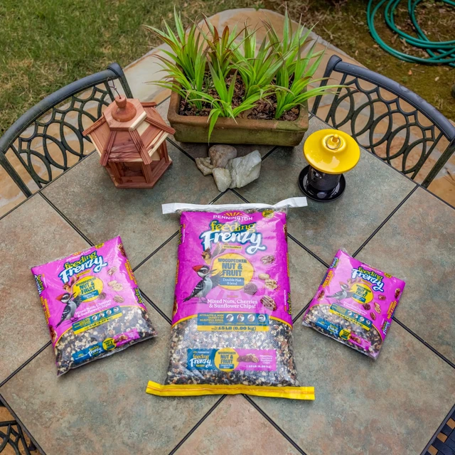 Alt view image 2 of 6 - Pennington Feeding Frenzy Woodpecker Nut & Fruit Double Nut Blend Wild Bird Food, 2.5 Pounds