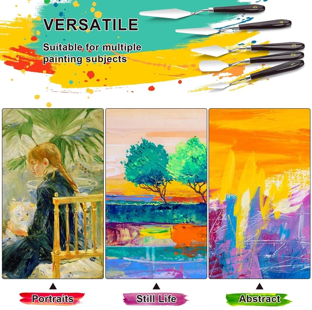 Alt view image 4 of 7 - 5 Piece Palette knifes Painting Knife Set Supplies for Oil, Acrylic Paint,Cake Decorating,Stainless Steel Pallet Knife Paint Knife Art Spatula for Various Types of Painting,ColorMixing,Smearing