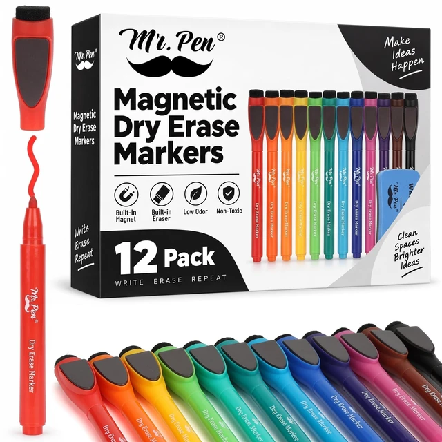 Main image of Mr. Pen- Magnetic Dry Erase Markers, 12 Pack with Whiteboard Eraser
