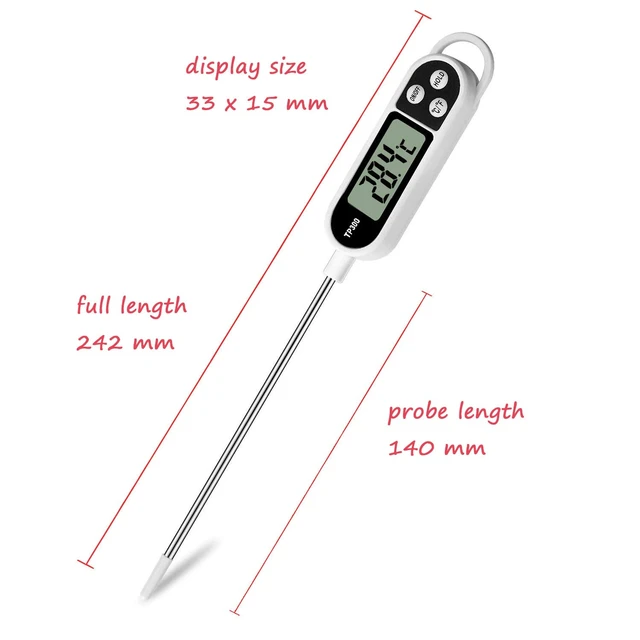 Alt view image 2 of 7 - Digital Meat Food Thermometer for Cooking Kitchen BBQ, Probe Instant Read Thermometer with Long Probe for Candy Candle Milk Yogurt Deep Fry Roast Baking Temperature