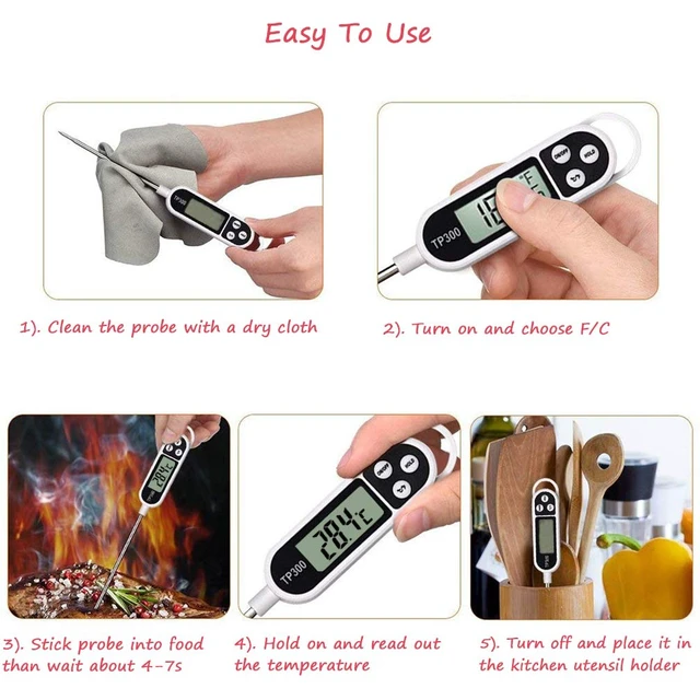 Alt view image 5 of 7 - Digital Meat Food Thermometer for Cooking Kitchen BBQ, Probe Instant Read Thermometer with Long Probe for Candy Candle Milk Yogurt Deep Fry Roast Baking Temperature