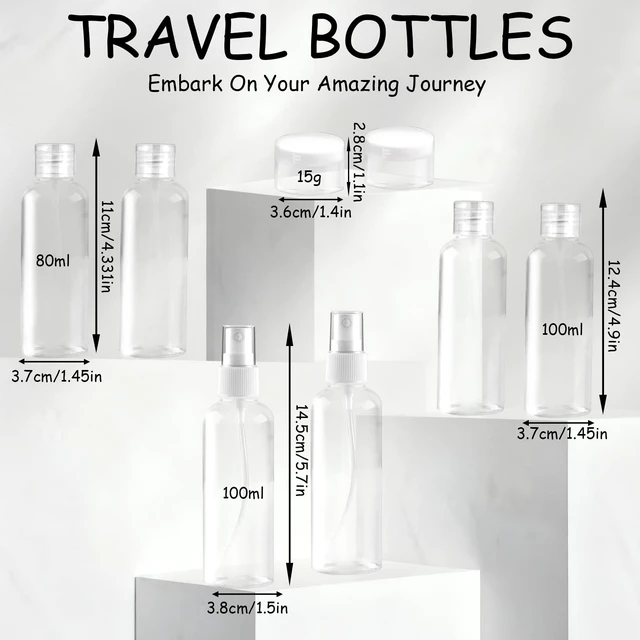 Alt view image 2 of 7 - Ninsula 8Pcs Travel Bottles Set, TSA Approved Travel Size Toiletries, Reusable Leak Proof Cosmetic Containers for Shampoo, Conditioner, Cream -Women Men Travel Essentials
