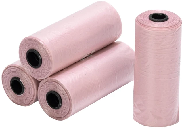 Main image of Ginsco 0.8 Gallons Disposable Trash Bags for Mini Car Trash Can, Portable Small Car Garbage Bags, Cars Accessories, Mini Trash Bags, Plastic Trash Bag for Cars/Home/Office (4 Rolls/60 Counts) Pink