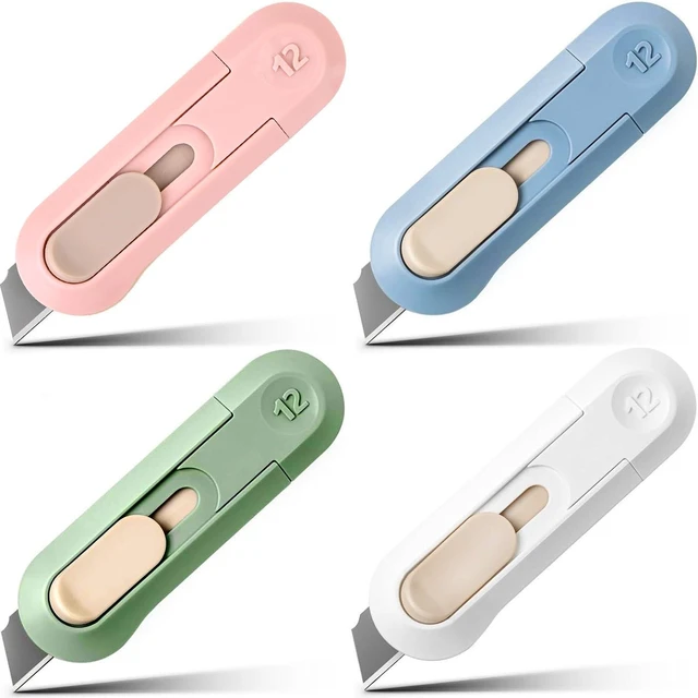 Main image of Box Cutter,Retractable Box Opener, Package Opener, Easy Slide Retractable Cute envelope opener for opening daily express boxes, envelopes, packages, paper tapes and more (4 Pcs Box Cutter)