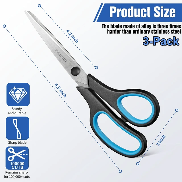 Alt view image 2 of 7 - 8.5" Heavy Duty Scissors All Purpose for Office Home School Sewing Crafts