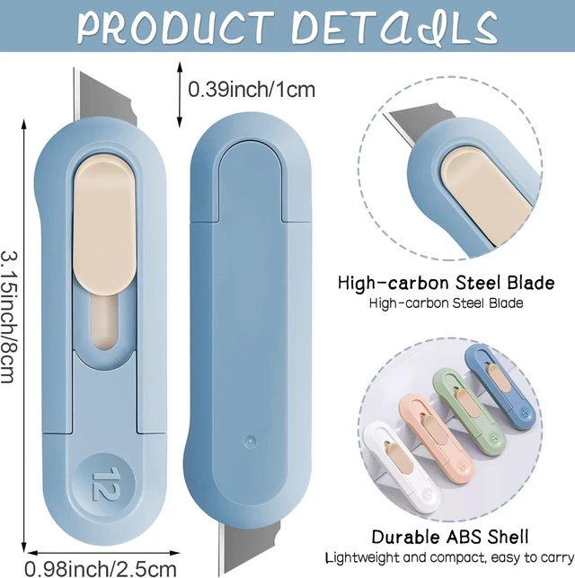 Alt view image 2 of 7 - Box Cutter,Retractable Box Opener, Package Opener, Easy Slide Retractable Cute envelope opener for opening daily express boxes, envelopes, packages, paper tapes and more (4 Pcs Box Cutter)